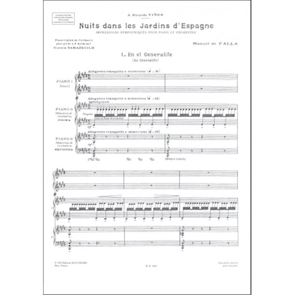 Nuits Dans Les Jardins D'Espagne : Impressions Symphoniques Pour Piano & Orchestre